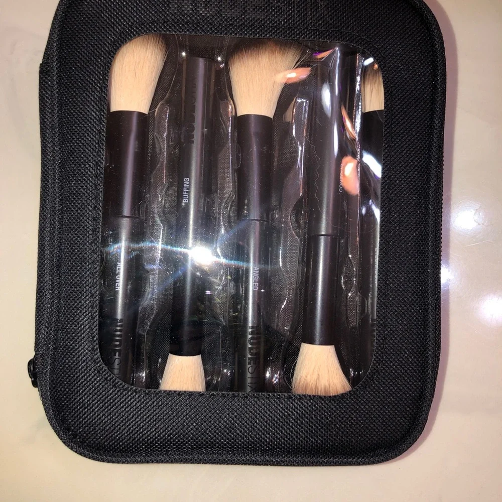 Nudestix Glam To Go 5PC Cosmetic Brush Travel Set + Travel Case NIB